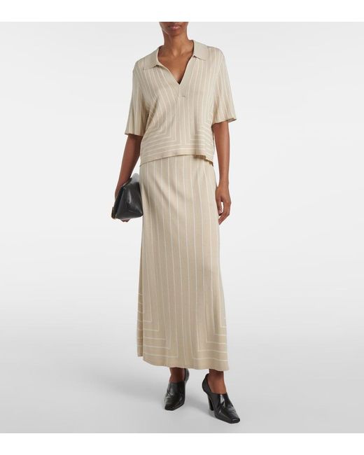 Joseph Natural Striped Cotton And Silk Maxi Skirt
