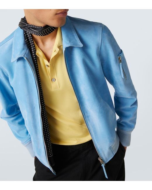 Tom Ford Blue Suede Blouson Jacket for men