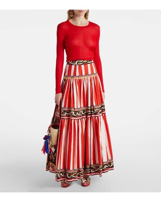 Dolce & Gabbana Red Pullover Aus Rippstrick