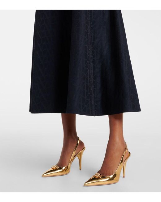 Valentino Blue Toile Iconographe Crepe Couture Midi Skirt