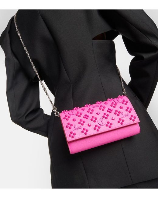Christian Louboutin Pink Portemonnaie Mit Kettenriemen Paloma Aus Leder