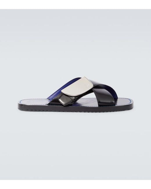 Burberry Blue Ekd Leather Sandals for men