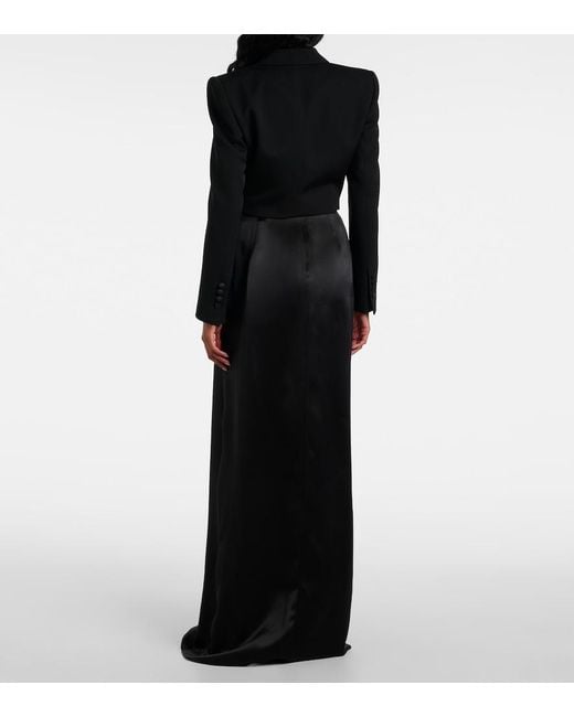 Dolce & Gabbana Black Cropped Cotton-Blend Tuxedo Jacket