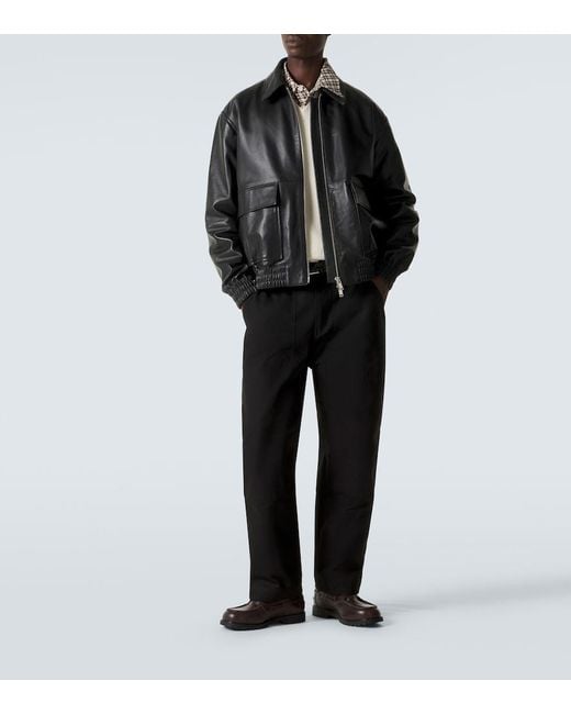 Studio Nicholson Black Piston Leather Blouson Jacket for men