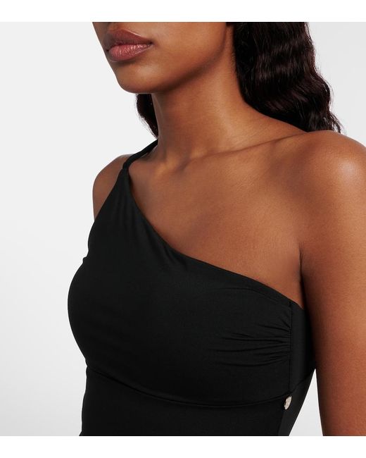 Max Mara Black Cappa One-Shoulder Swimsuit