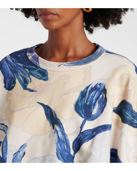 Dries Van Noten Floral Cotton Jersey Sweatshirt in Blue Lyst UK
