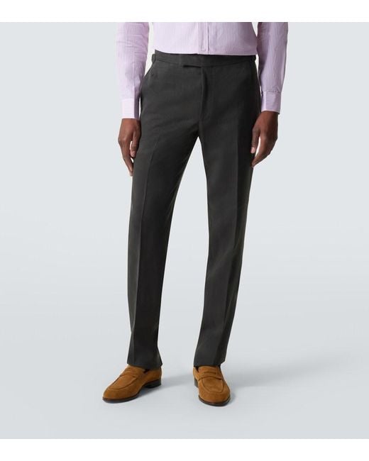 Thom Sweeney Black Linen Suit for men