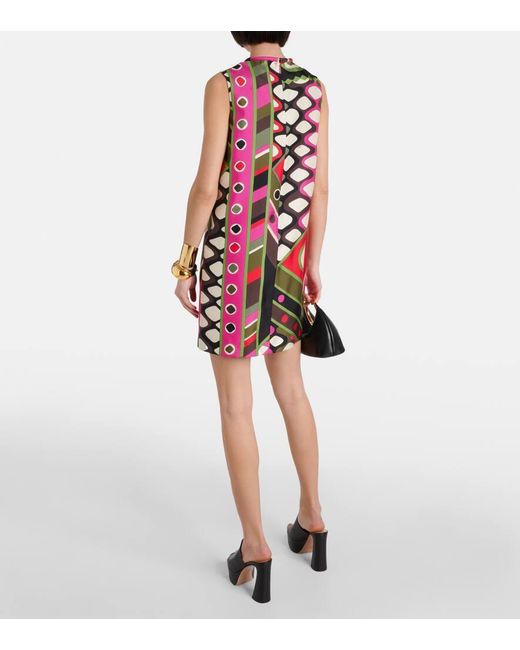 Vestido corto de sarga de seda estampada Emilio Pucci de color Multicolor