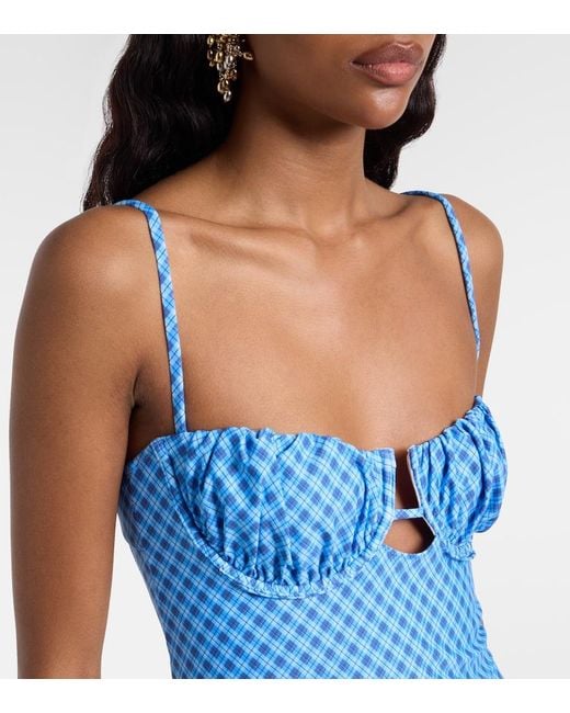 Montce Blue Petal Plaid Minidress