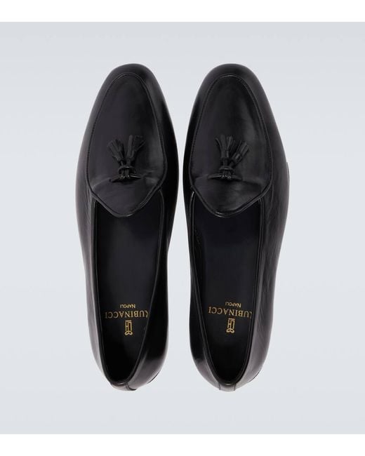 Rubinacci Black Marfy Leather Loafers for men
