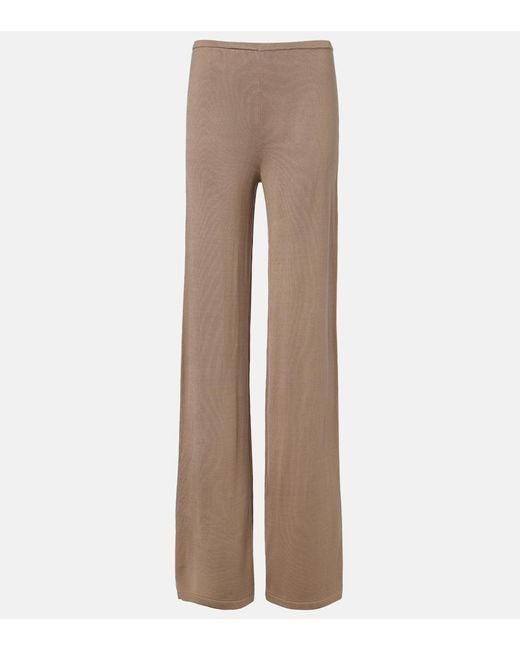 AYA MUSE Natural Esme Silk-Blend Straight Pants
