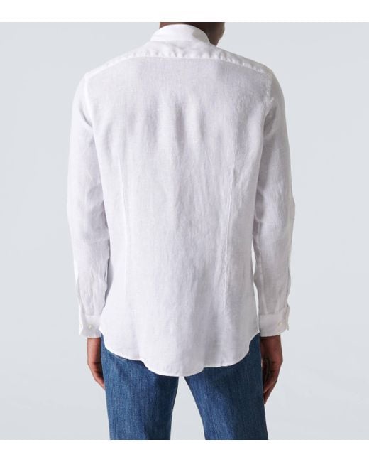 Chemise en lin a logo Etro pour homme en coloris White