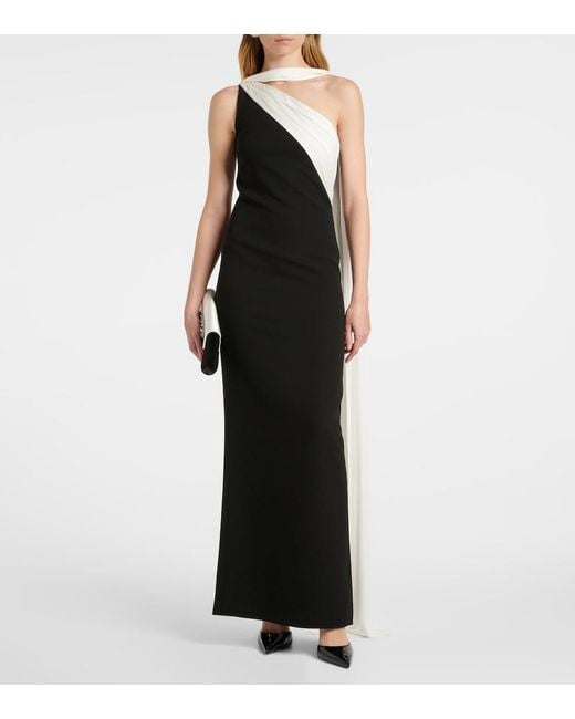 Roland Mouret Black Scarf-Detail One-Shoulder Gown