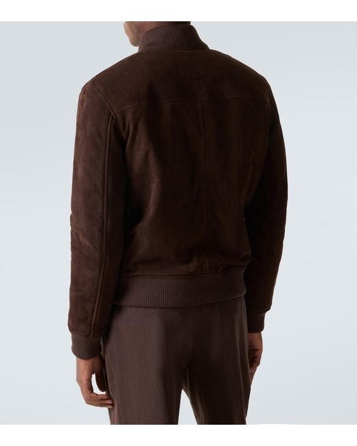 Gabriela Hearst Brown Suede Bomber Jacket for men