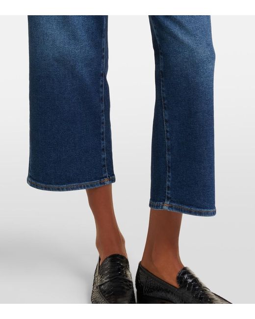 7 For All Mankind Blue Stovepipe Cropped Straight Jeans