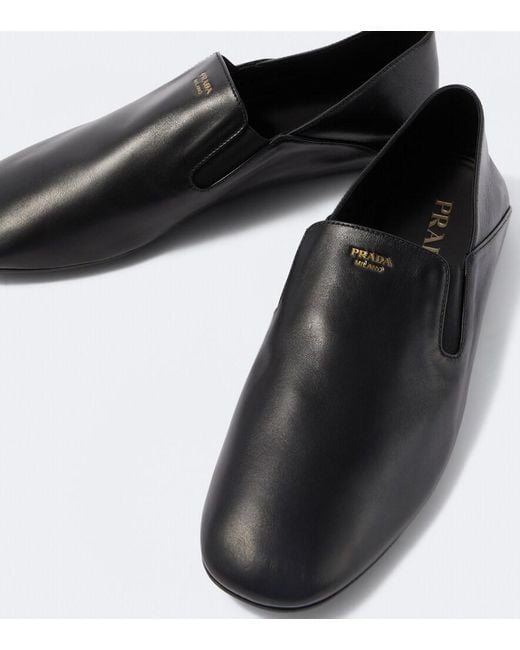 Prada Black Leather Loafers for men