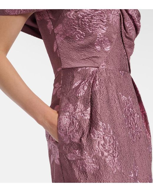Rebecca Vallance Purple Levinia Off-Shoulder Brocade Gown