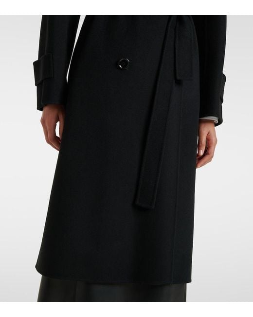 Max Mara Black Double-Breasted Virgin Wool Coat