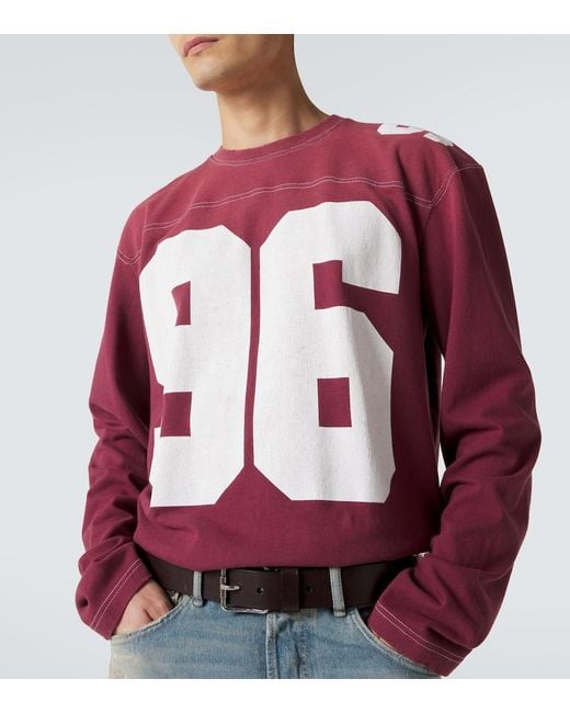 Acne Red Printed Cotton Jersey T-Shirt for men