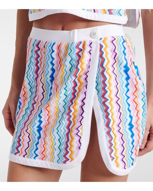 Missoni White Zigzag Printed Terry Jersey Miniskirt