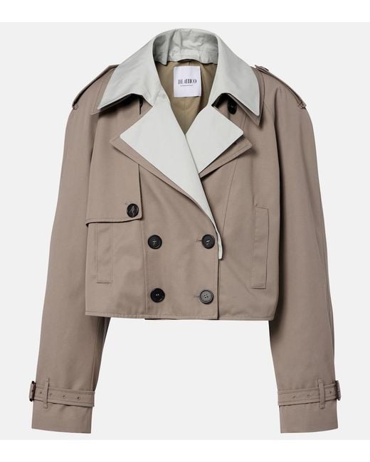 The Attico Brown Cropped Gabardine Trench Coat
