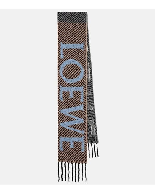 Loewe Blue Logo Alpaca And Wool-Blend Scarf
