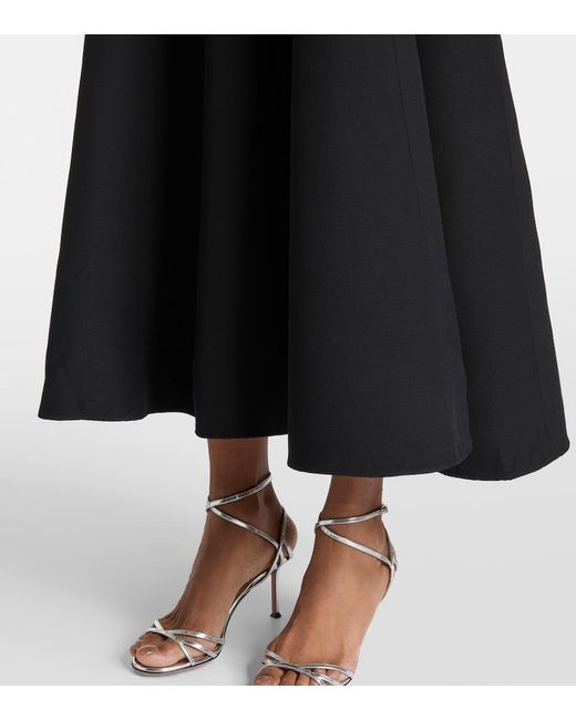 Roland Mouret Black Embellished Wool And Silk Midi Dress