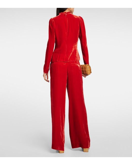 Ulla Johnson Red Mariene Velvet Blouse