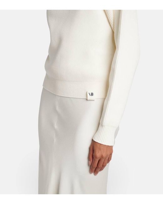 Jersey En Mezcla De Algodon Y Seda Victoria Beckham de color White
