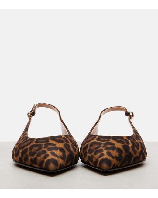 Gianvito Rossi Brown Robbie Leopard-Print Suede Slingback Flats