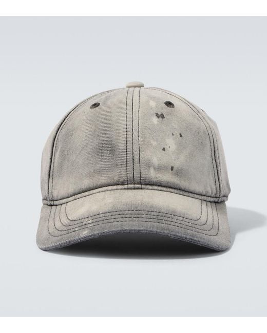 Our Legacy Gray Distressed Denim Baseball Cap for men
