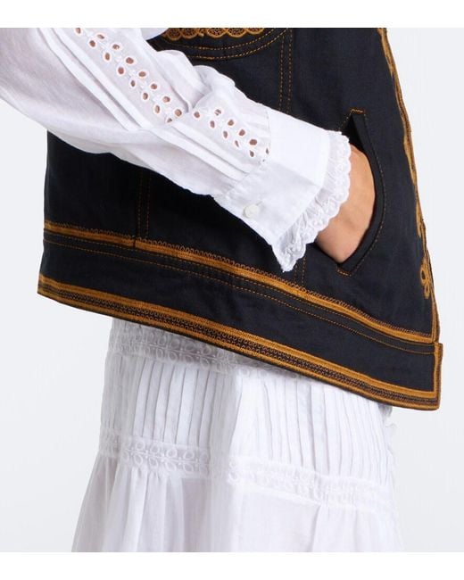 Isabel Marant Black Edmee Embroidered Denim Vest