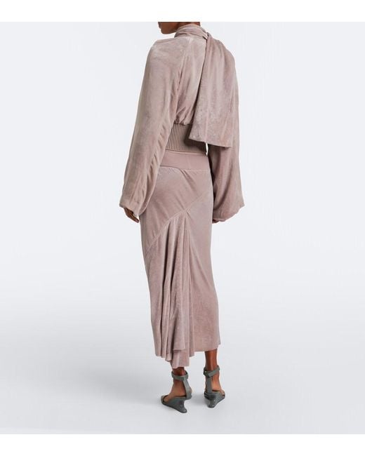 Rick Owens Brown Velvet Midi Skirt