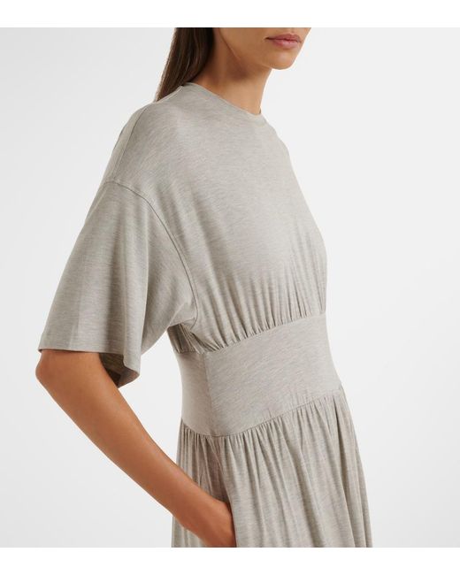 Totême Gray Jersey Gathered Midi Dress