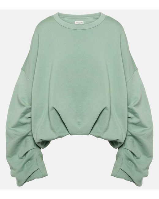 Dries Van Noten Green Oversized-Sweatshirt aus Baumwoll-Jersey