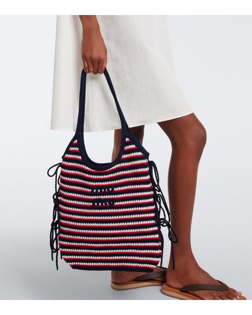 Miu Miu Purple Ivy Crochet Striped Shopper