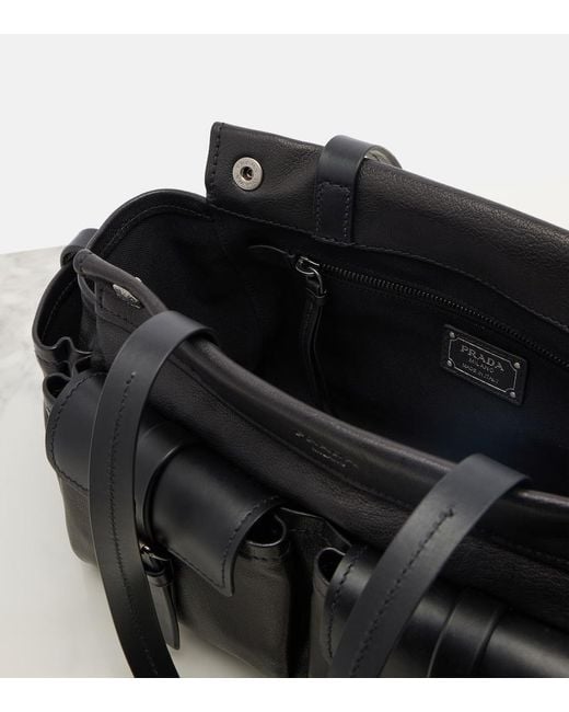 Prada Black Route Leather Tote Bag