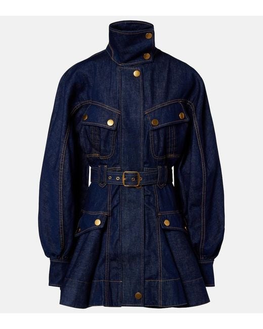 Zimmermann Blue Luna Belted Denim Minidress