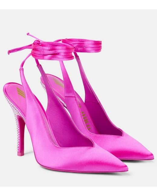 The Attico Pink Venus Embellished Satin Pumps