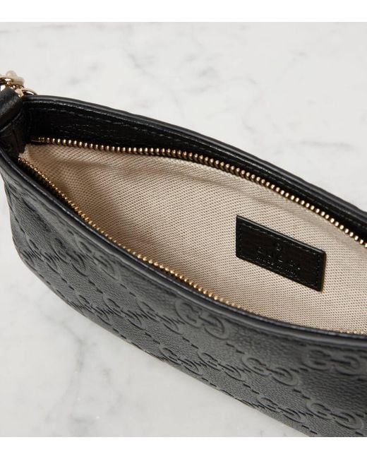 Gucci Black Gg Emblem Small Leather Shoulder Bag
