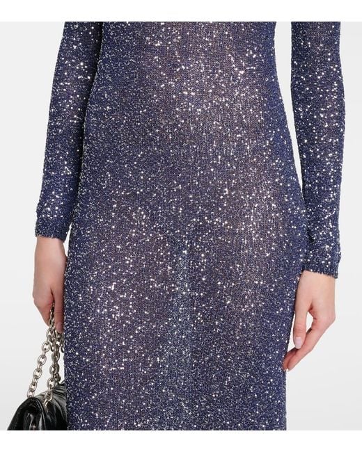 Balenciaga Blue Sequin Rollneck Maxi Dress