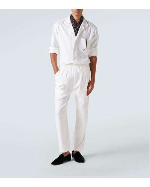Tom Ford White Striped Cotton And Silk Shirt for men