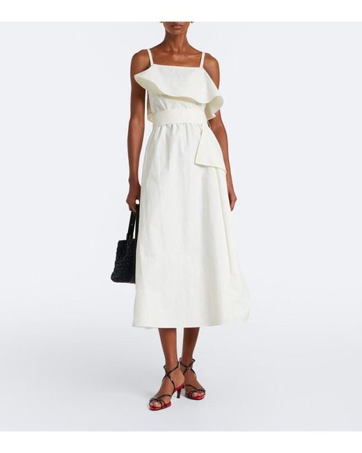 Proenza Schouler Natural Reign Ruffled Cotton-Blend Midi Dress