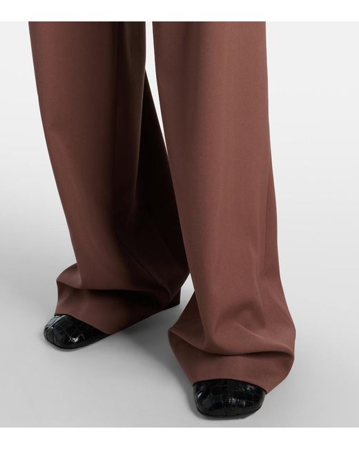 Dries Van Noten Brown Belted Wool Gabardine Wide-Leg Pants