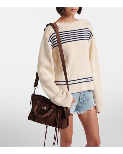 Balenciaga Brown Le City Small Suede Top-Handle Bag