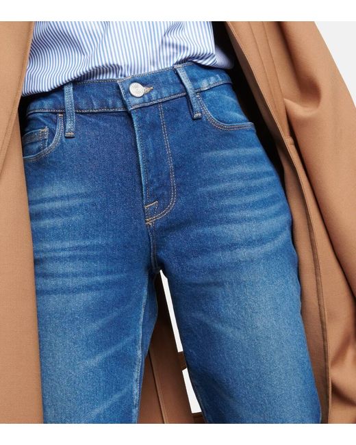 FRAME Blue Mid-Rise Straight Jeans Le Nouveau