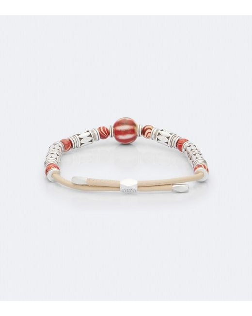 Isabel Marant White Janis Beaded Metal And Leather Bracelet