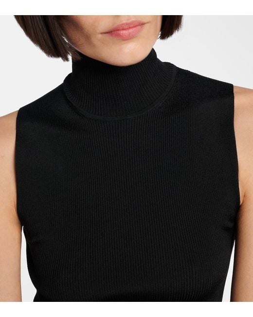 Khaite Black Benita Ribbed-Knit Turtleneck Top
