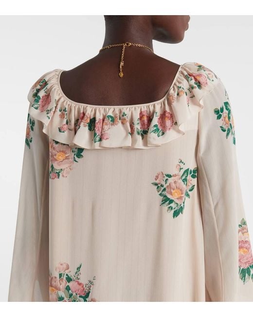 Chloé Natural Maxikleid Aus Crepe De Chine Aus Seide
