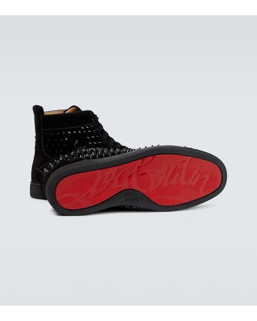 Christian Louboutin Black Louis Orlato Suede High-Top Sneakers for men